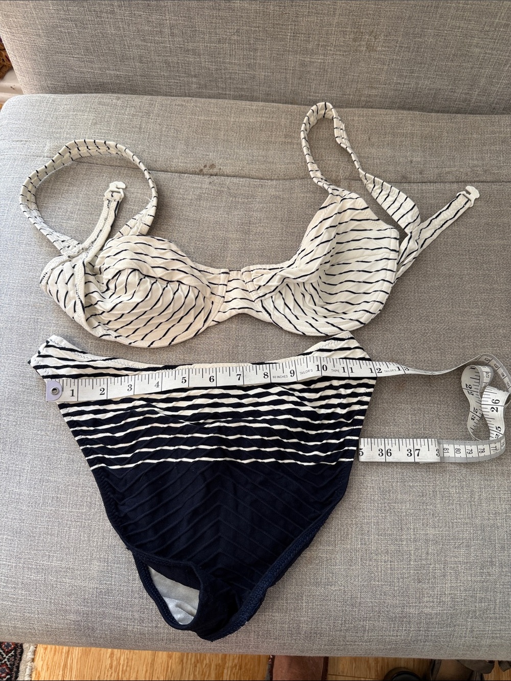 Gottex Two-Piece Size 10 Striped Bikini Set - Cream & Black